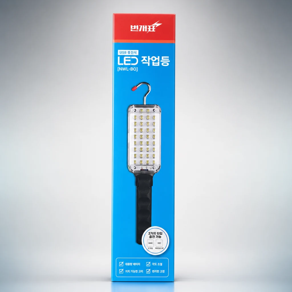 번개표 LED 휴대용 충전식 작업등 1개 340*65*45mm